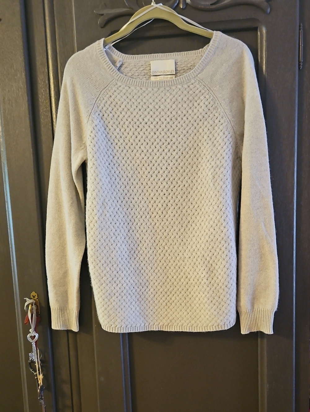 Cynthia Rowley 100% 2-Ply Cashmere Cable-Texture Crewneck Sweater